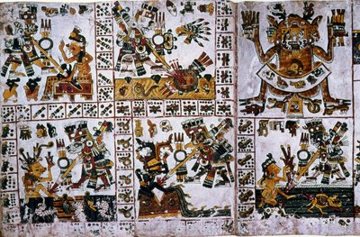 Detail from a Facsimile Copy of a Page of the Codex Borgia Showing the Attacks of Tlauizcalpantecuhtli, the God Venus by Unknown